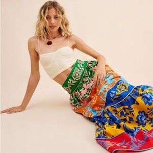 Farm Rio Lace Garden Tiered Maxi Skirt